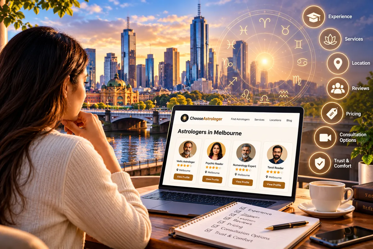 Person searching and comparing astrologers in Melbourne before booking a consultation